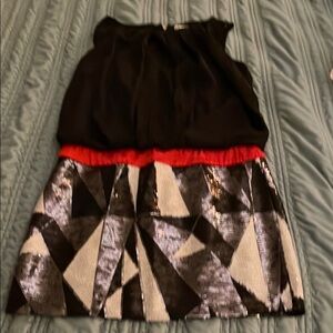 Black and Red Geometric Sequin Dress